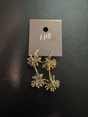 J. Jill Gold Tasseled Beaded Cluster Drop Earrings